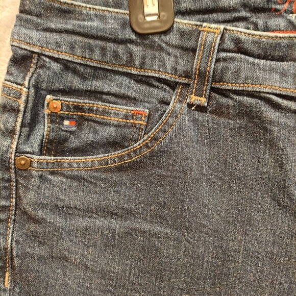 Tommy Hilfiger Hope Boot Jeans Womens Size 12R 32x29 Dark Wash Bootcut logo - Picture 10 of 13